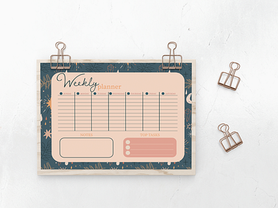 BOHO style weekly planner design. 🖤