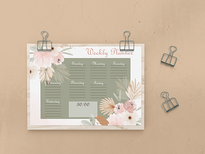 Floral Weekly Planner Design 🌸 branding design flat graphic design illustration logo minimal vector weekly planner