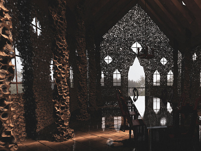 Castle interior design. 3D concept art.