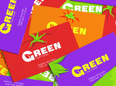 «Green» - food market business card design apple branding business card corporate design eco food fresh fruit graphic design green identity logo logotype market orange retail typography vegan vegetable