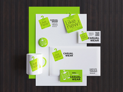 Clothing store identity design 3d a4 branding business card casual clothing corporate delivery design envelope fashion graphic design green identity logo logotype secon hand store typography wear