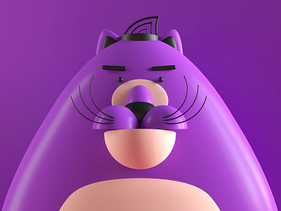 Purpler - bold and brave cartoon cat 3d 3d model animal cartoon cat character design domestic animal fat funny graphic design illustration kitten kitty token veri peri whiskas