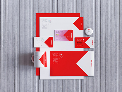 Bank brand identity 3d a4 bank banking brand branding business business card corporate deposit design envelope finance graphic design identity logo logotype mark money red