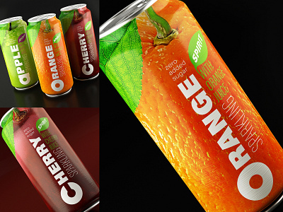 Soda can design 3d alcohol free aluminium can apple beverage branding can design cherry drink fruit graphic design identity label design logo orange packaging soda sour sparkling water spritzer