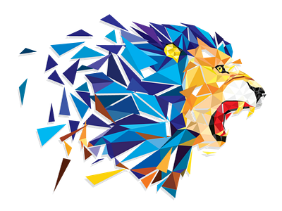 Triangle Lion blue colors design illustration lion lions photoshop triangle yellow