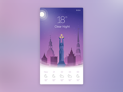Night weather app widget app daily ui illustration mobile night riga weather widget