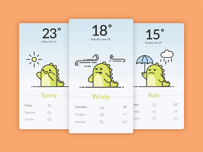 Funny Dino illustration weather app