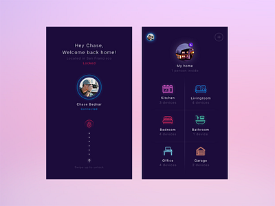 Smart Home - Login and Home Profile application controls home house ios login mobile product profile sign in dark smart