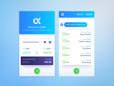 CashX - Currency Exchange app app cash currency exchange finance money startup trade trading transfer