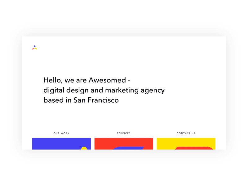 Awesomed new homepage webdesign gif animation awsmd awesomed portfolio website lending agency studio