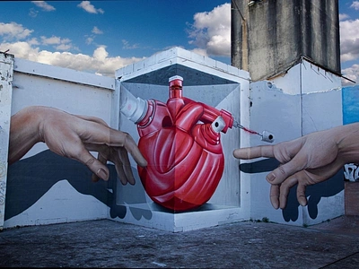 Street art lovers by MrKas in Porto Portugal 3d 3d art 3dartist anamorphic art artist caps design graffiti art graffitti heart love mural muralist redesign redesign concept spraycan streetart streetartist urban art