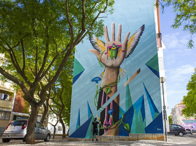 “Someone will take a piece of you forerever” by MrKas i 3dart abstract art artist bird design design art graffiti art hand mural muralist streetart streetartist streetartlovers urban art