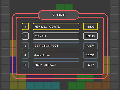Arcade leaderboard design game leaderboard neon score scoreboard sketch tetris ui ui design
