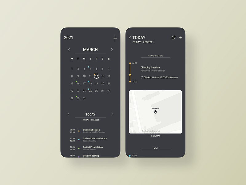 Calendar UI designs, themes, templates and downloadable graphic ...