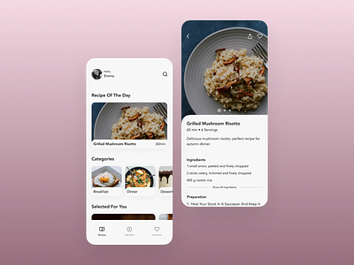 DailyUI040 - Recipe app cook cooking cuisine dailyui design food ingredients mobile mobile app recipe recipes ui