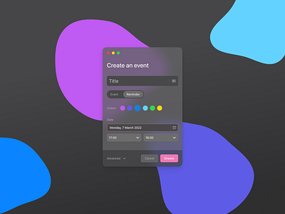 Create event modal color color picker create event design modal picker pop up ui