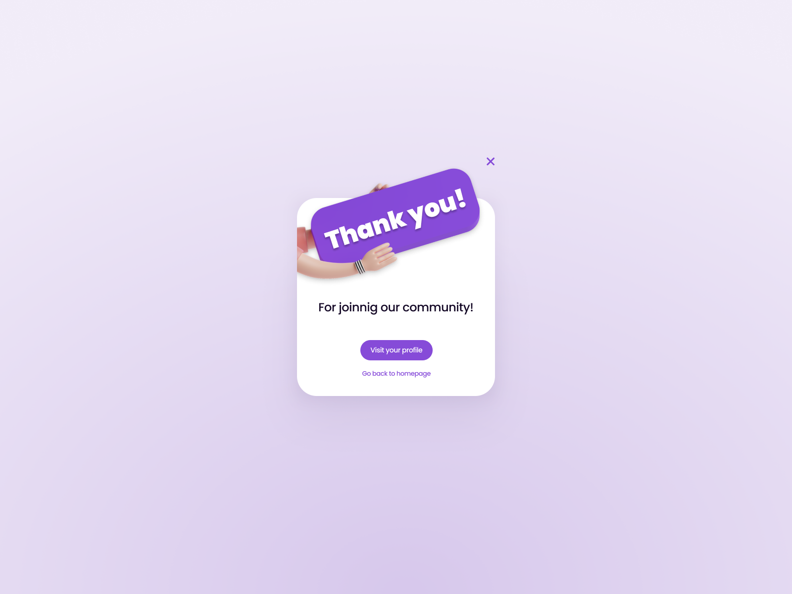 Thank You pop-up by mike double on Dribbble