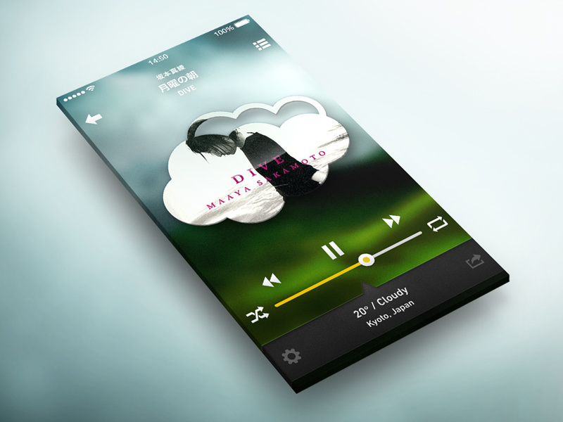 Weather x Music photoshop app concept flat ios iphone ui weather music