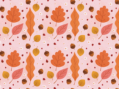 Autumn Pattern acorn autumn berries design fall illustration leaf leaves pattern procreate