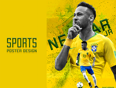 Neymar Sports Poster branding design flat football graphic design icon illustration illustrator logo neymar neymar sports poster sports poster ui vector