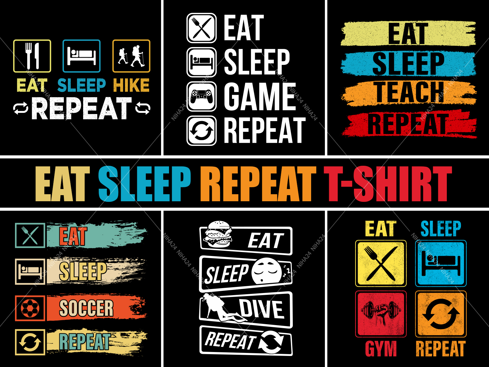 Eat Sleep Repeat T shirt Design by Niharika on Dribbble