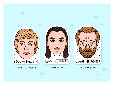 Game of Thrones Stickers art direction arya stark cersei characters design game of thrones graphicdesign icons iconset illustration jorah queen sticker