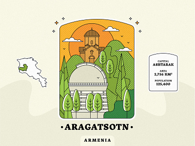 Aragatsotn / Armenia architecture armenia armenia strong armenian church armenian province artwork badgedesign church design come to armenia design graphicdesign illustration landscape lineart peace for armenia town vector village