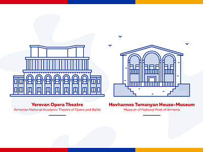 Buildings of Yerevan armenia art direction artwork buildings design graphicdesign icon design icons illustration lineart museum opera house vector yerevan