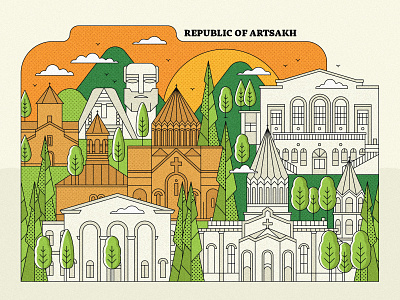 Republic of Artsakh armenia armenian church art direction artsakh artsakh strong artwork church design city illustration come to armenia design graphicdesign illustration landscape lineart peace for armenia recognize artsakh town vector