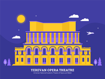 Yerevan Opera Theatre armenia ballet building come to armenia design graphicdesign illustration landmark opera opera house vector yerevan