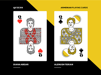 Armenian Playing Cards | Queens alenush terian armenia armenian playing cards art direction artwork design diana abgar graphicdesign illustration packaging playingcards queen vector