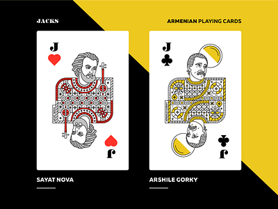 Armenian Playing Cards | Jacks armenia armenian playing cards arshile gorky artwork character design design graphicdesign illustration jack packaging playing cards sayat nova vector