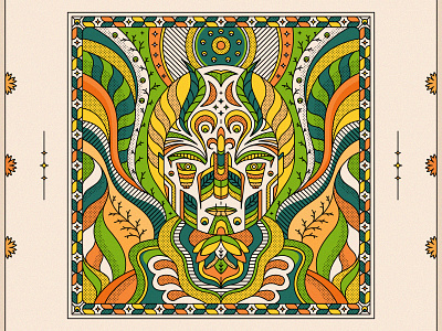 The Green Man artwork character design graphicdesign green greenman illustration leaves lineart lines vector