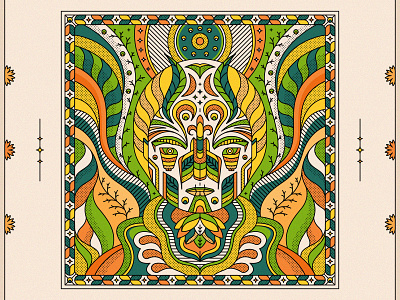 The Green Man artwork character design graphicdesign green greenman illustration leaves lineart lines vector