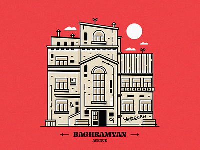 Baghramyan Avenue ~ Yerevan adobe illustrator architecture armenia baghramyan avenue building cometoarmenia cometoyerevan design graphicdesign illustration lineart old buildings street vector vectorart yerevan yerevan city