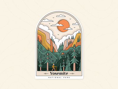 Yosemite National Park california design graphicdesign illustration landscape lineart mountains national park outdoor trees usa usa national park vector vector illustration yosemite