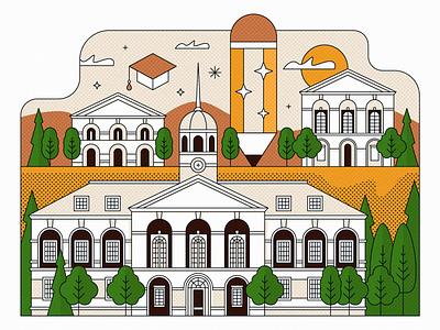 Illustration of University Campus for Adobe ❤️ adobe adobeillustrator architecture building buildings campus design graphicdesign illustration lineart university vector vectorart