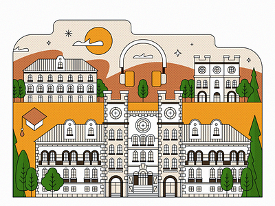 Illustration of University Campus for Adobe ❤️ adobe adobeillustrator architecture building campus design graphicdesign illustration lineart university vector vectorart