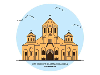 Saint Gregory the Illuminator Cathedral, Yerevan armenia building flatdesign graphicdesign illustration landmark vector yerevan