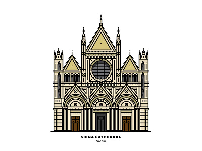 Siena Cathedral adobeillustrator cathedral catholic graphicdesign illustration italy line lineart tuscany roman siena vector