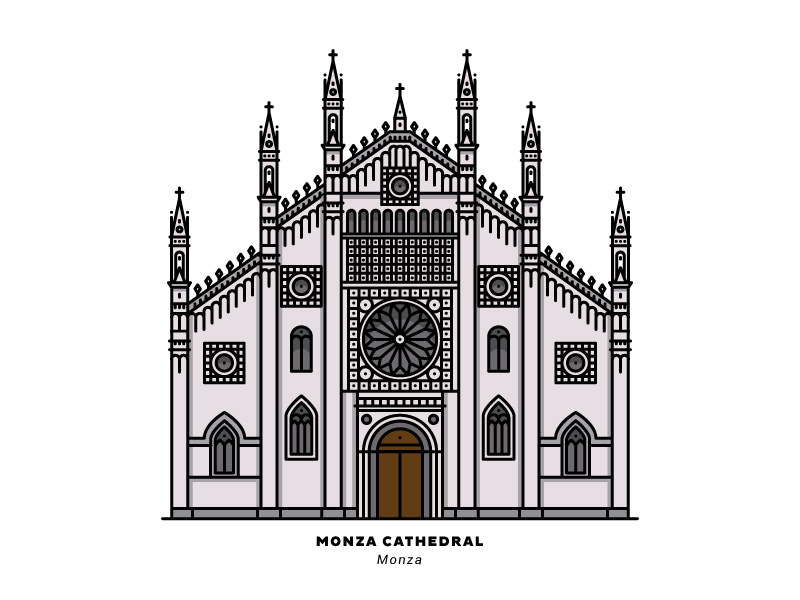Monza Cathedral - Italy cathedral graphicdesign illustration italy lineart milan monza vector