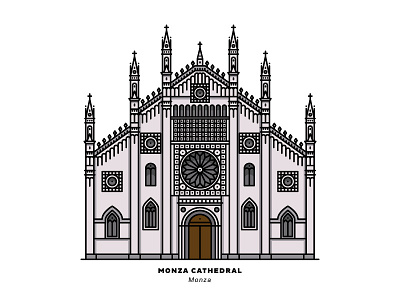 Monza Cathedral | Italy cathedral graphicdesign illustration italy lineart milan monza vector