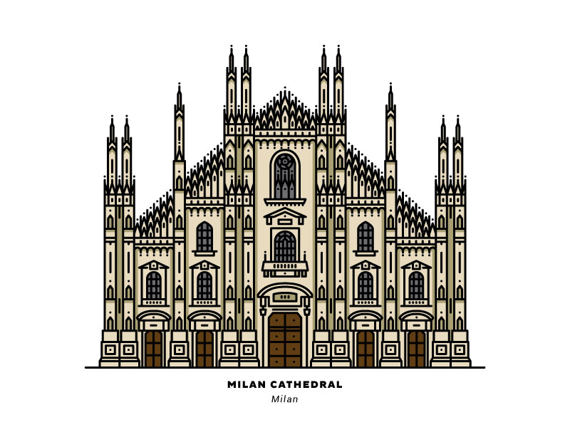 Milan Cathedral cathedral design graphicdesign illustration italy lineart milan vector