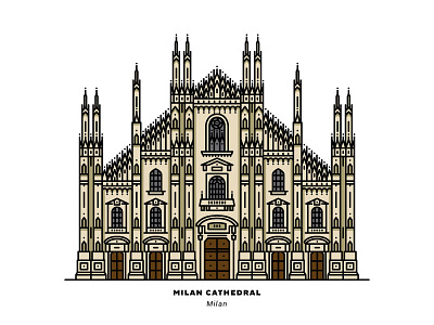 Milan Cathedral cathedral design graphicdesign illustration italy lineart milan vector