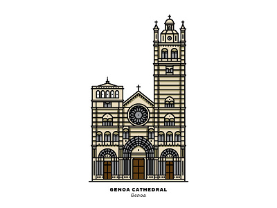 Genoa Cathedral architecture cathedral design genoa gothic graphicdesign illustration italy lineart vector