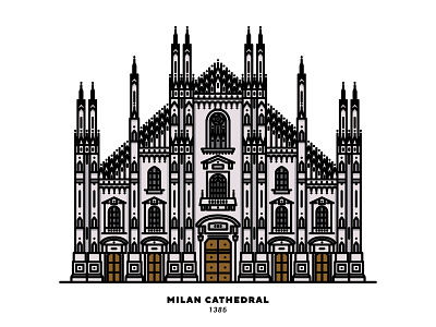 Milan Cathedral #2 architecture design graphicdesign illustration italy line lineart milan milancathedral vector