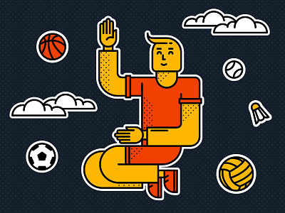 Sportsman ball basketball design football graphicdesign illustration line lineart player sport