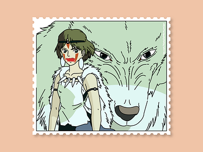 Princess Mononoke / Stamps collection anime artwork ashitaka ghibli illustration lineart miyazaki princessmononoke stamps studioghibli