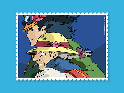 Howl's moving castle / Howl and Sophie / Stamps collection anime design ghibli graphicdesign howl howlmovingcastle illustration lineart sophie stamps sticker studioghibli