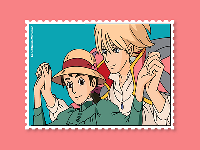 Howl's moving castle / Howl and Sophie / Stamps collection anime ghibli graphicdesign howl howlmovingcastle illustration lineart linemaster stamps sticker studioghibli